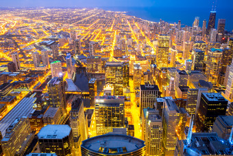 暗色调鸟瞰芝加哥摄影图
