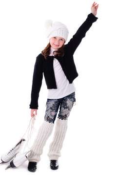 简约风滑冰的女孩摄影图