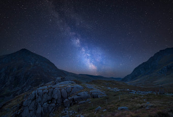 美丽的山脉<strong>星空</strong>夜景