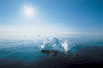 蓝色调水中的冰川摄影图