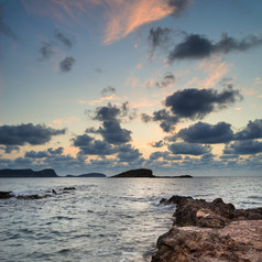 黎明海洋岩石风景
