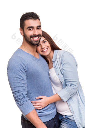 拥抱的<strong>夫妻</strong>笑脸摄影图