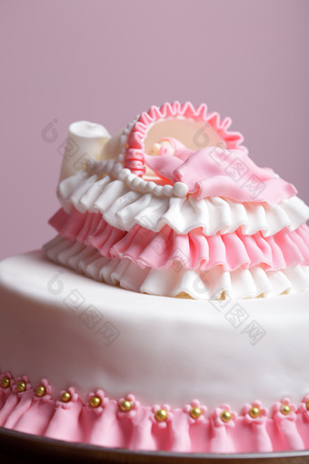 粉色奶油蛋糕摄影图