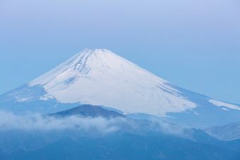 蓝色调美丽的<strong>富士山</strong>景色摄影图
