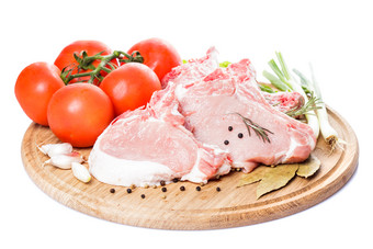 猪肉和西红柿摄影图