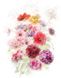 手绘风美丽花朵摄影图