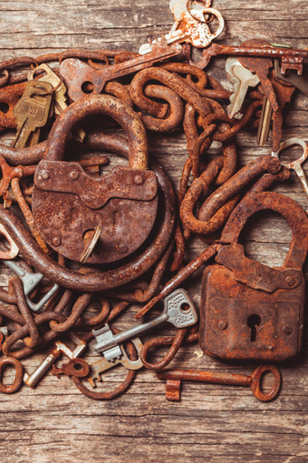 铁锁和钥匙<strong>生锈</strong>摄影图