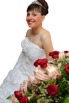 鲜花边的新娘摄影图
