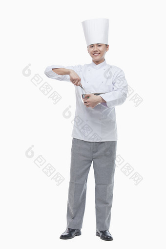 厨师男大厨工作煮饭美味的职业工作服白色的