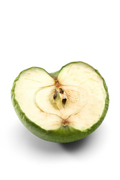半个绿色苹果摄影图