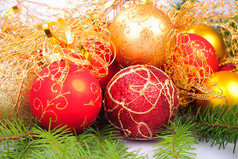圣诞节装饰品彩球摄影图