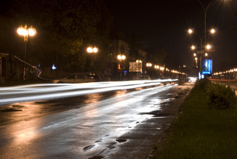 夜晚城市马路地面