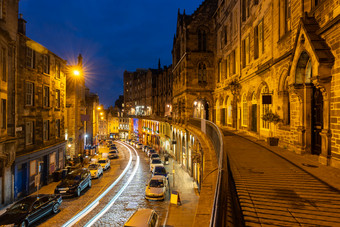 城市街道建筑夜景摄影图