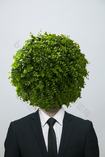 被绿色植物遮脸的<strong>商务男士</strong>
