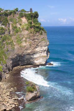 海边悬崖海浪蓝天白云风景旅游摄影素材图片