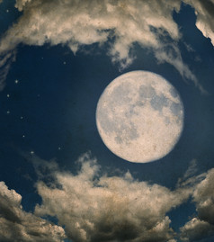 暗色调在空中的月亮摄影图