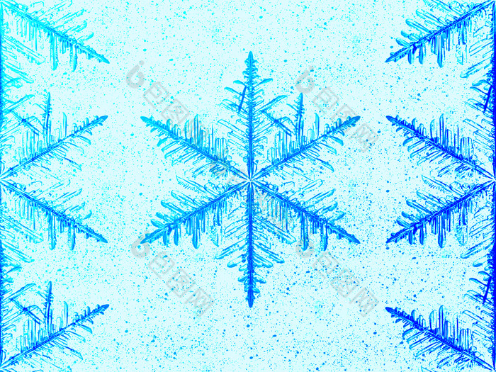 蓝色调抽象雪花摄影图