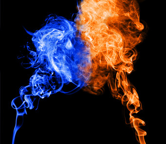 蓝色和红色火焰燃烧
