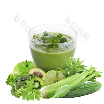 绿色蔬菜汁摄影图