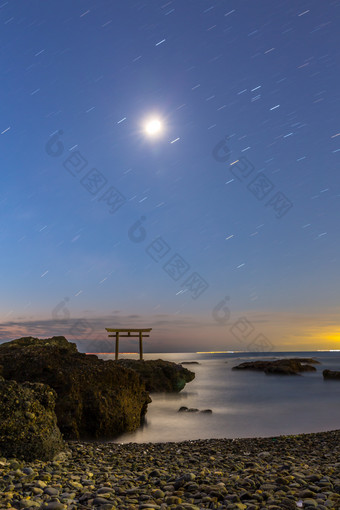 海边沙滩<strong>星空</strong>夜景图