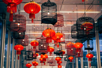 中国风红灯笼摄影图