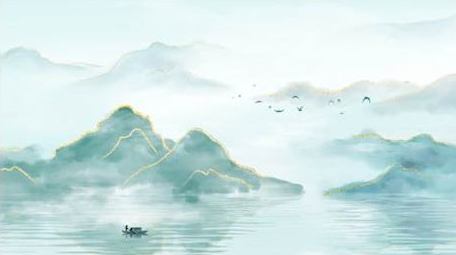 水墨国风古诗江南诗朗诵古典山水主题背景