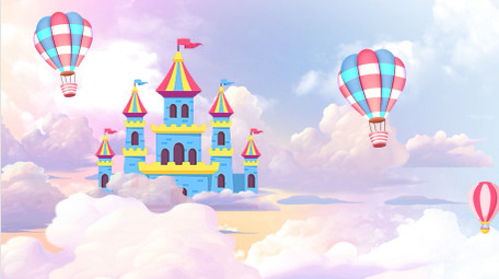 大气云朵穿梭气球飞升运动卡通高清背景视频