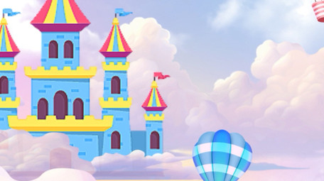 大气云朵穿梭气球飞升运动卡通高清背景视频
