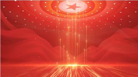 大气党政红绸粒子会议背景视频