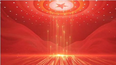 大气党政红绸粒子会议背景视频