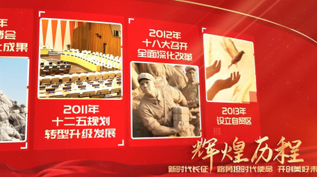 党政红色曲面图文大事记ae模板