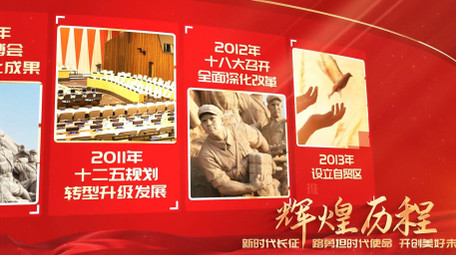 党政红色曲面图文大事记ae模板