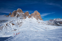 阿尔卑斯山滑雪摄影图片