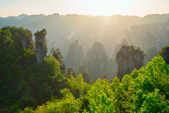 张家界森林山水阳光摄影图片