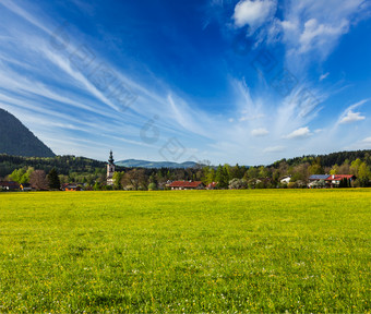 阿尔卑斯山脉巴伐利亚欧洲农村