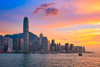 在香港城市景观市中心背景