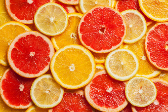 柑橘类水果切片摄影图片