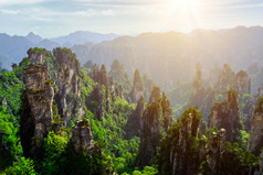 张家界山峰风景傍晚摄影图片