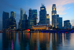 夜间新加坡城市摄影图片