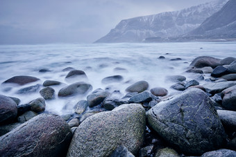 岛屿挪威海水<strong>岩石</strong>山脉摄影图