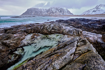 峡湾Lofoten挪威山水画