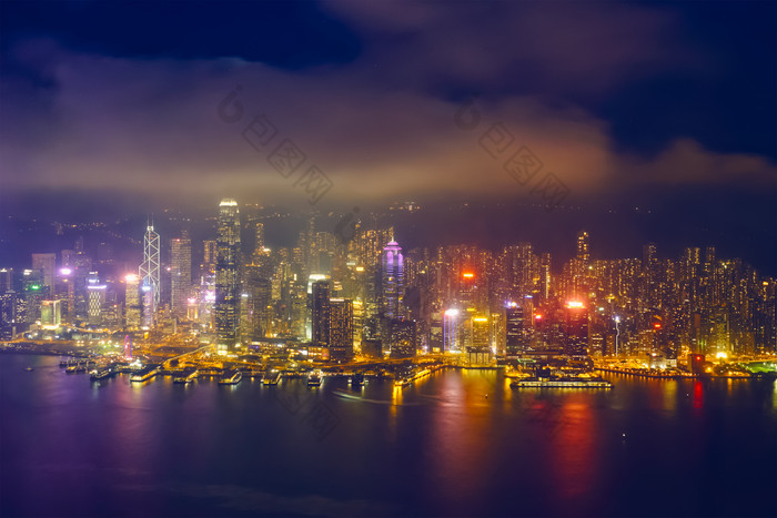在香港城市景观市中心港口