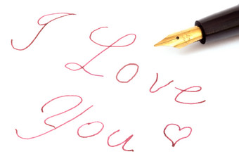 钢笔手写我爱你情书摄影图