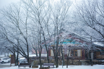 冬天下雪古建筑