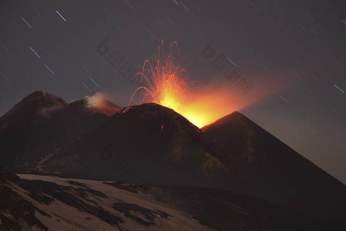 火山喷发岩浆风景图