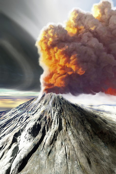 火山烟雾岩浆摄影插图
