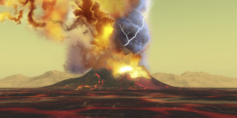 <strong>火山</strong>爆发合成插图