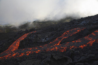火山熔浆流摄影插图