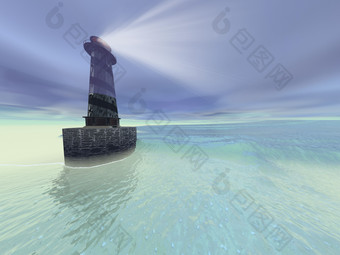 海岸灯塔风景插图