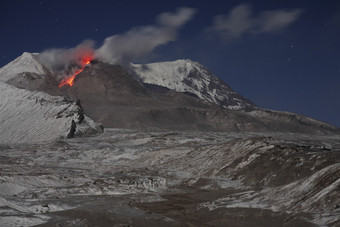火山岩浆摄影插图